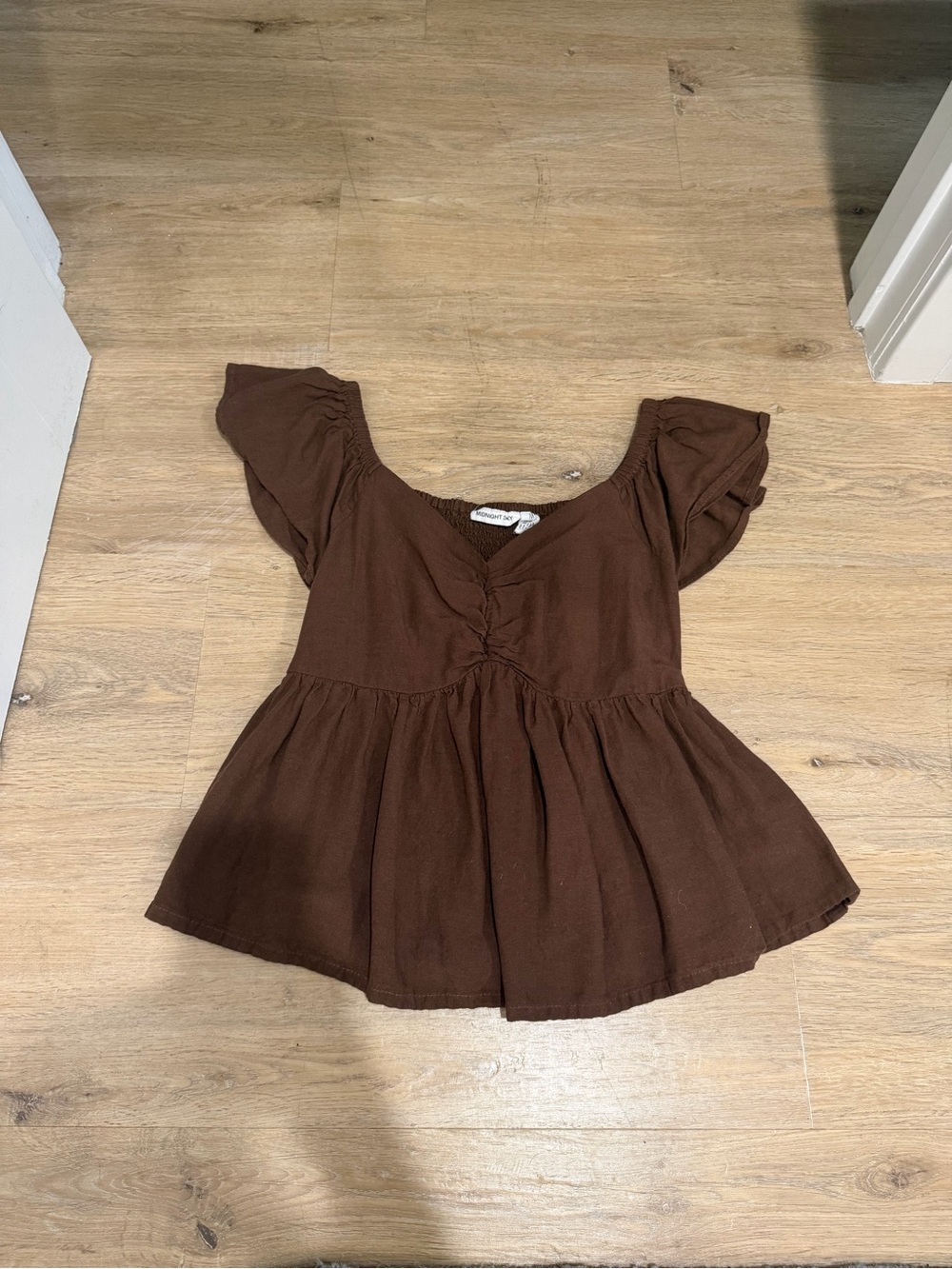 Brown Peplum V-Neck Women’s Top